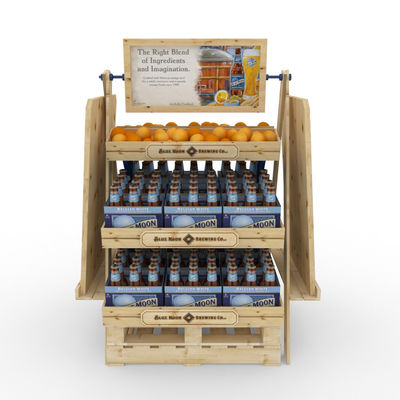 Προσαρμοσμένο διπλό πλαισιωμένο επίδειξης ραφιών σταθερό μπουκάλι μπύρας υπεραγορών ραφιών κρασιού Diy ξύλινο